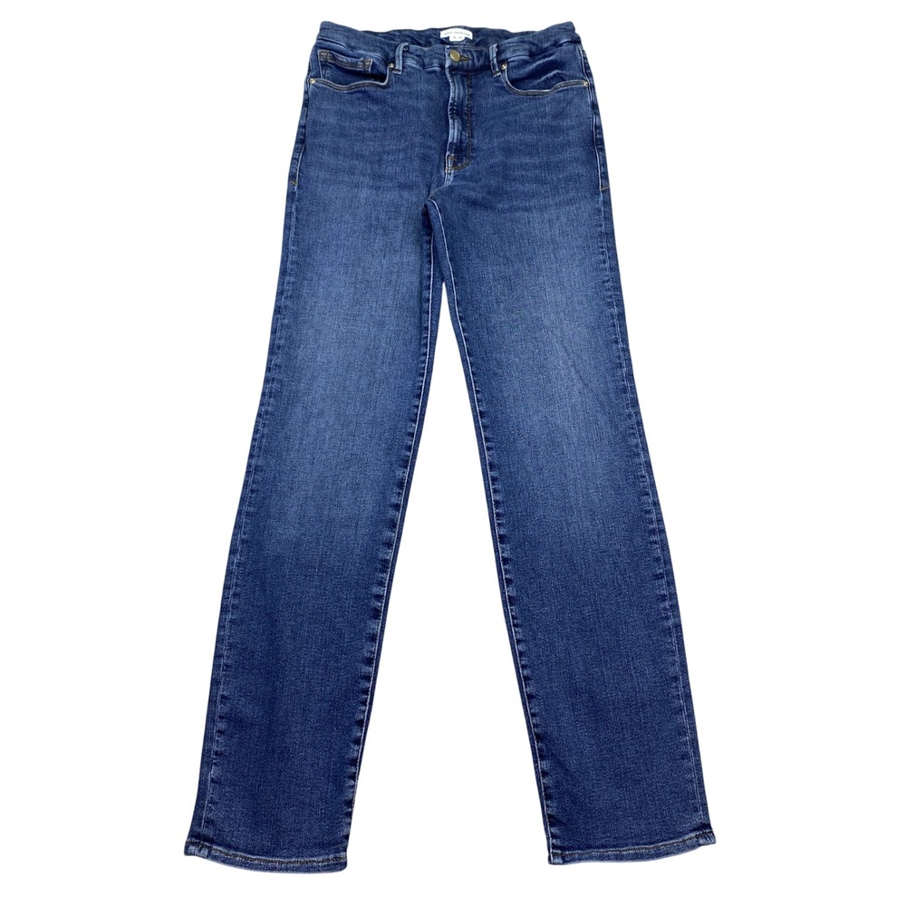 Good American High Rise Split Hem Jeans Women Sz 12/31 Fits 28" Ankle Zip Grunge